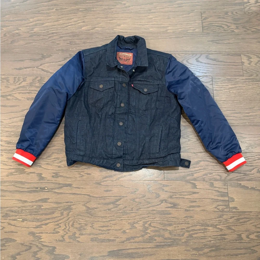 Levi's Woman’s New England Patriots NFL football denim jacket Size XXL - Picture 3 of 14